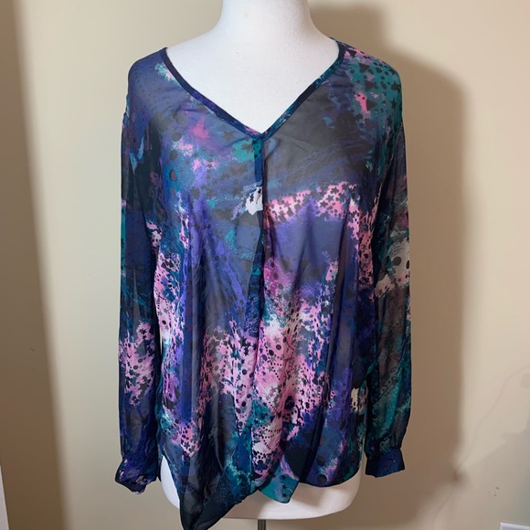 Tunique Bisou Bisou Noire Fleurie Taille S - Semi-transparente, à Volants, Occasion Très Bon état